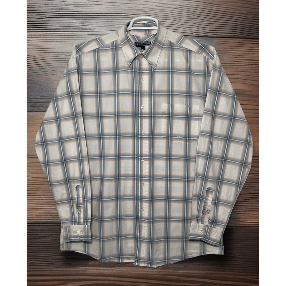 Men's Roper Long Sleeve Button‎ Shirt  Size L Western Cowboy Rodeo 100% Cotton
